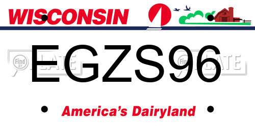 EGZS96 Wisconsin License Plate