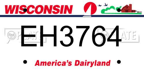 EH3764 Wisconsin License Plate