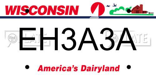 EH3A3A Wisconsin License Plate
