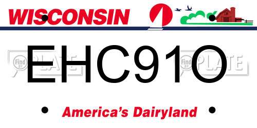 EHC91O Wisconsin License Plate