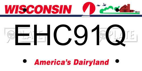 EHC91Q Wisconsin License Plate