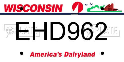 EHD962 Wisconsin License Plate