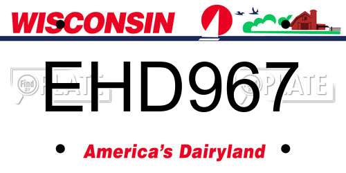 EHD967 Wisconsin License Plate