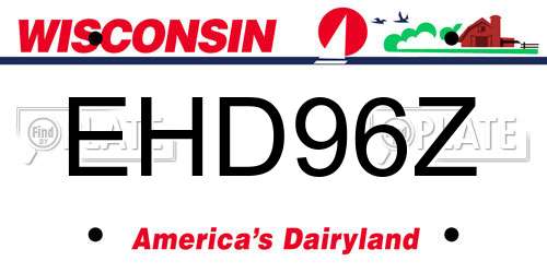 EHD96Z Wisconsin License Plate