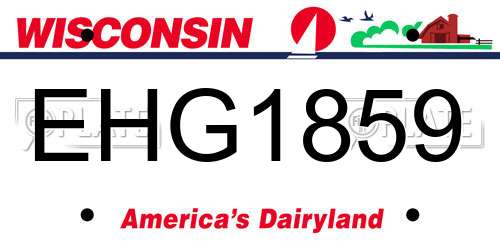 EHG1859 Wisconsin License Plate