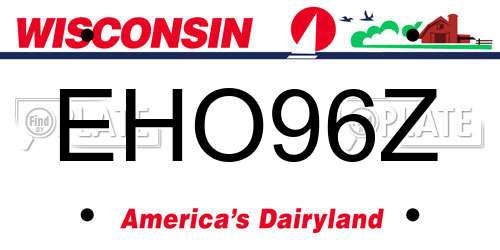 EHO96Z Wisconsin License Plate
