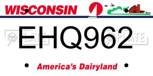 EHQ962 Wisconsin License Plate