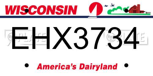 EHX3734 Wisconsin License Plate