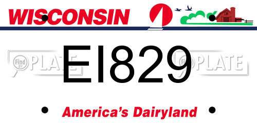 EI829 Wisconsin License Plate