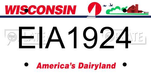 EIA1924 Wisconsin License Plate