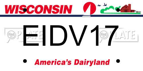 EIDV17 Wisconsin License Plate