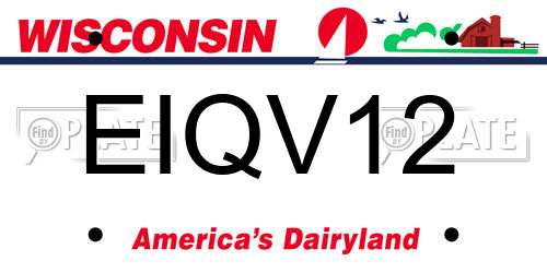 EIQV12 Wisconsin License Plate