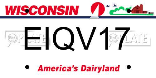 EIQV17 Wisconsin License Plate
