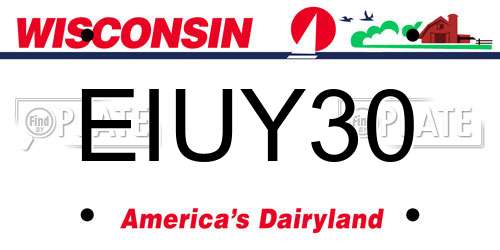 EIUY30 Wisconsin License Plate