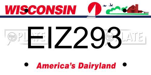 EIZ293 Wisconsin License Plate