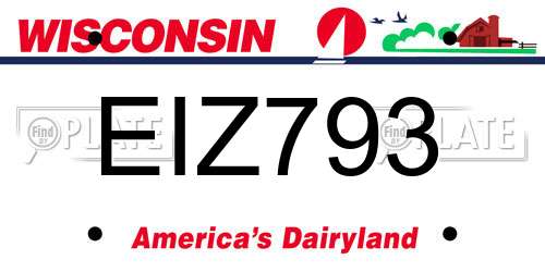 EIZ793 Wisconsin License Plate