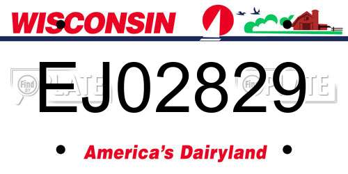 EJ02829 Wisconsin License Plate
