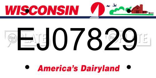 EJ07829 Wisconsin License Plate