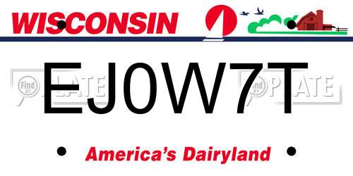EJ0W7T Wisconsin License Plate