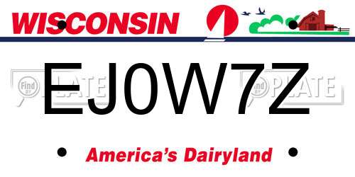 EJ0W7Z Wisconsin License Plate
