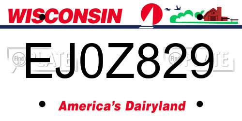 EJ0Z829 Wisconsin License Plate