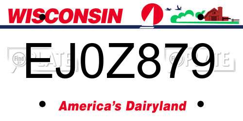 EJ0Z879 Wisconsin License Plate
