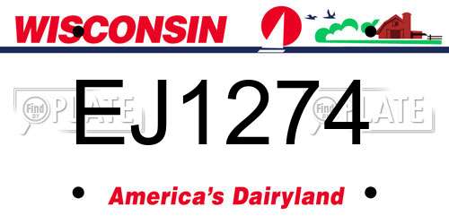EJ1274 Wisconsin License Plate