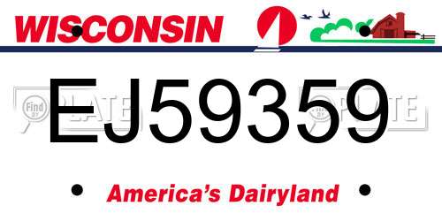 EJ59359 Wisconsin License Plate