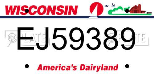 EJ59389 Wisconsin License Plate