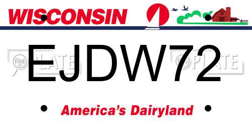 EJDW72 Wisconsin License Plate