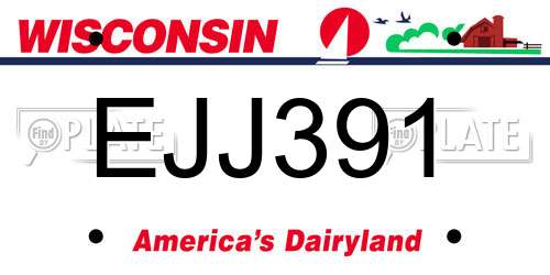 EJJ391 Wisconsin License Plate