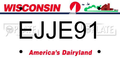 EJJE91 Wisconsin License Plate