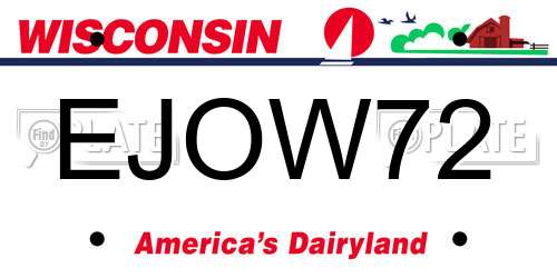 EJOW72 Wisconsin License Plate