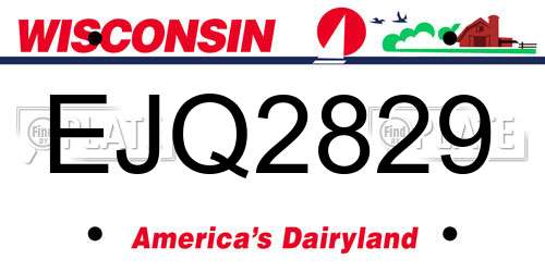 EJQ2829 Wisconsin License Plate