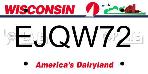 EJQW72 Wisconsin License Plate