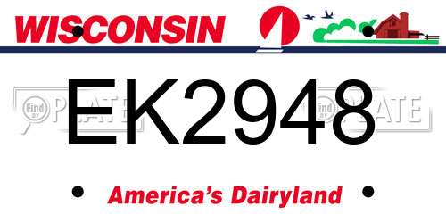 EK2948 Wisconsin License Plate