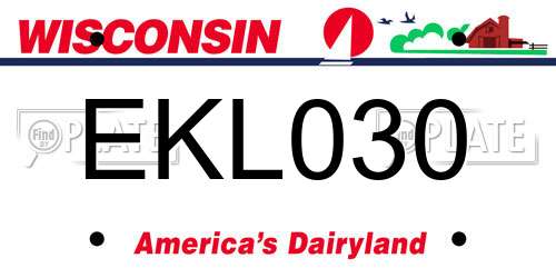EKL030 Wisconsin License Plate
