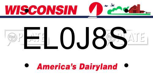 EL0J8S Wisconsin License Plate