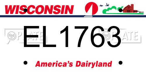 EL1763 Wisconsin License Plate