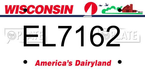 EL7162 Wisconsin License Plate