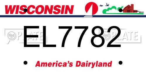 EL7782 Wisconsin License Plate