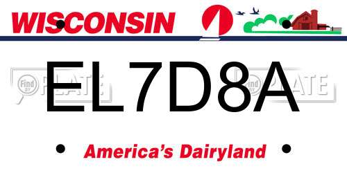 EL7D8A Wisconsin License Plate