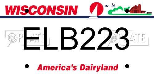 ELB223 Wisconsin License Plate