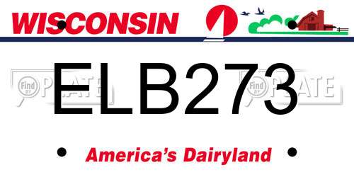 ELB273 Wisconsin License Plate