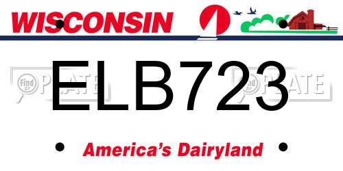 ELB723 Wisconsin License Plate