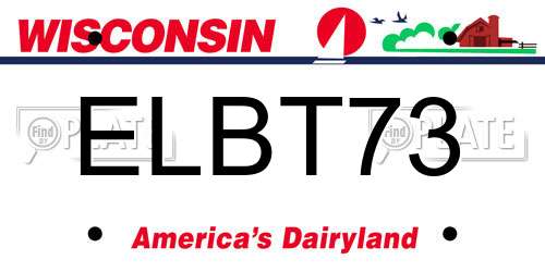 ELBT73 Wisconsin License Plate