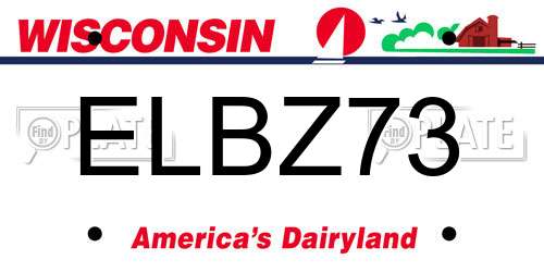 ELBZ73 Wisconsin License Plate