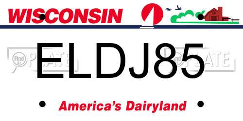 ELDJ85 Wisconsin License Plate