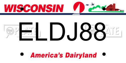 ELDJ88 Wisconsin License Plate