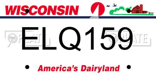 ELQ159 Wisconsin License Plate